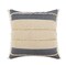 Laddha Home Designs 24" Tan and Blue Striped Square Throw Pillow with Jute Braiding